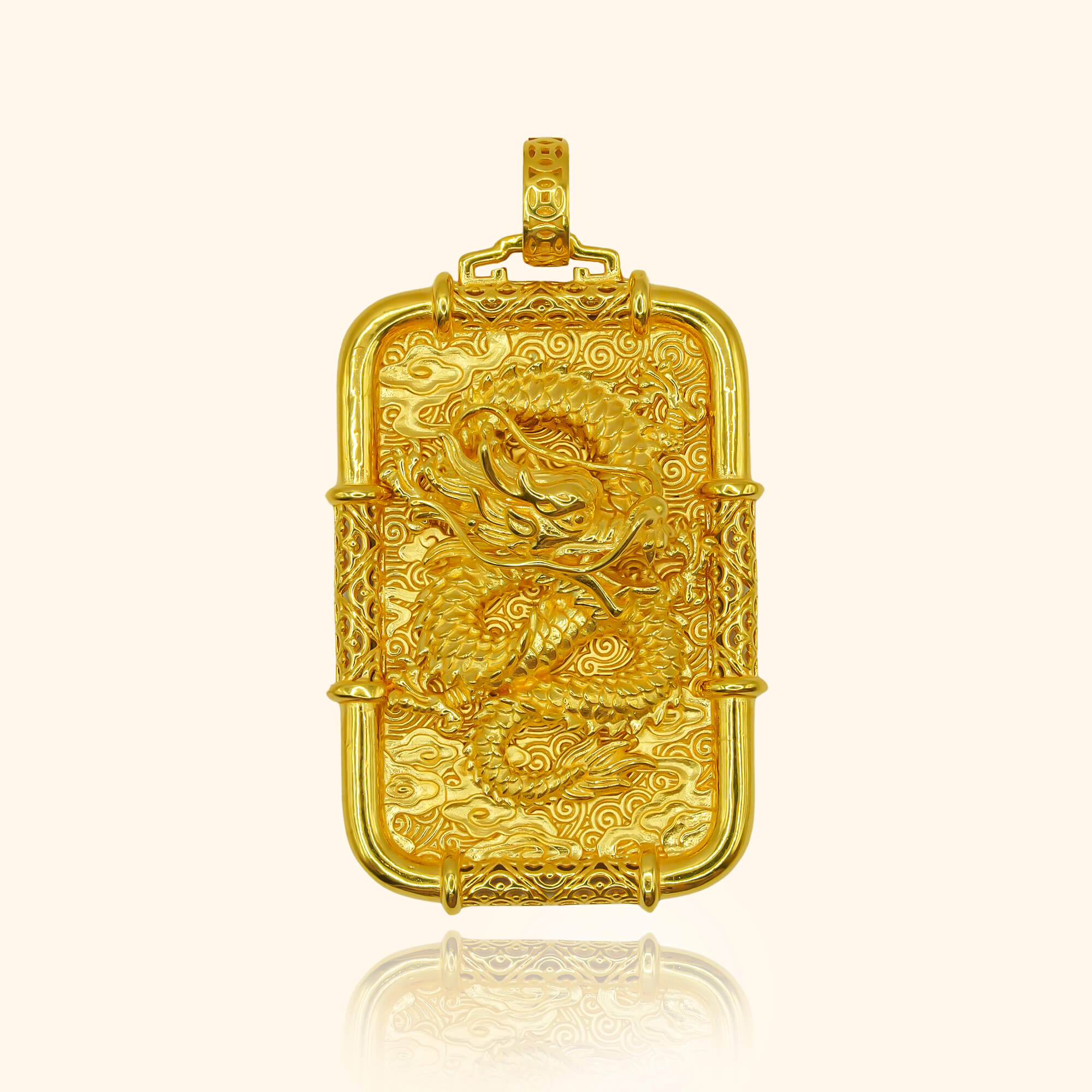 916 Gold Imperial Dragon Pendant - Top Gold Shop